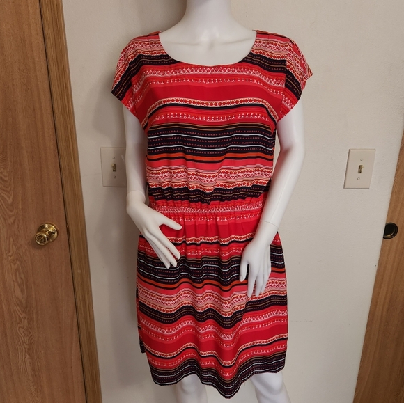 Red Merona geometric print‎ dress size large - Picture 1 of 10